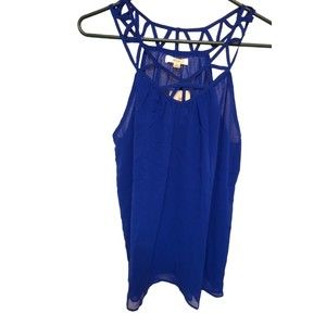 Mine  women's blue sleeveless Top Blouse size S Shear Layered NWT